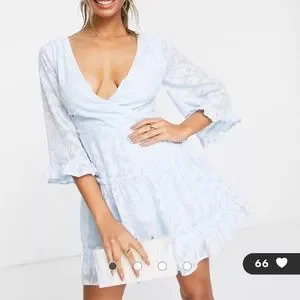 ASOS | Dresses | Miss Selfridge Textured Lace Back Mini Dress In Blue |  Poshmark